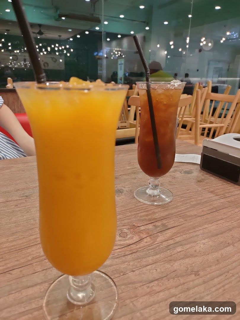 Two beverages on wooden table