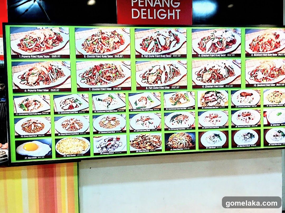 Penang Delight Menu Board