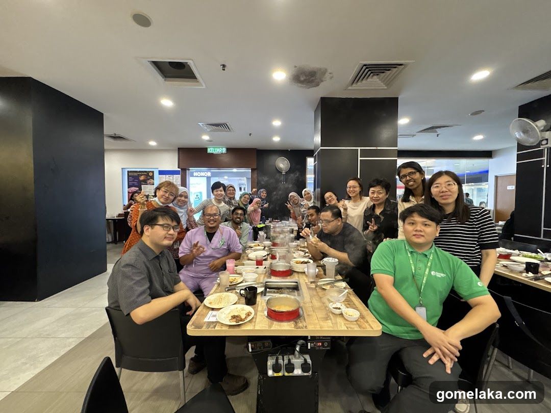 Group photo at dining area