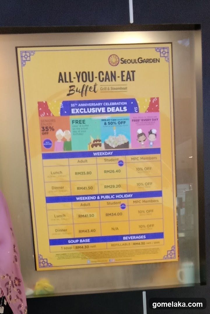 SeoulGarden All-You-Can-Eat Buffet Menu