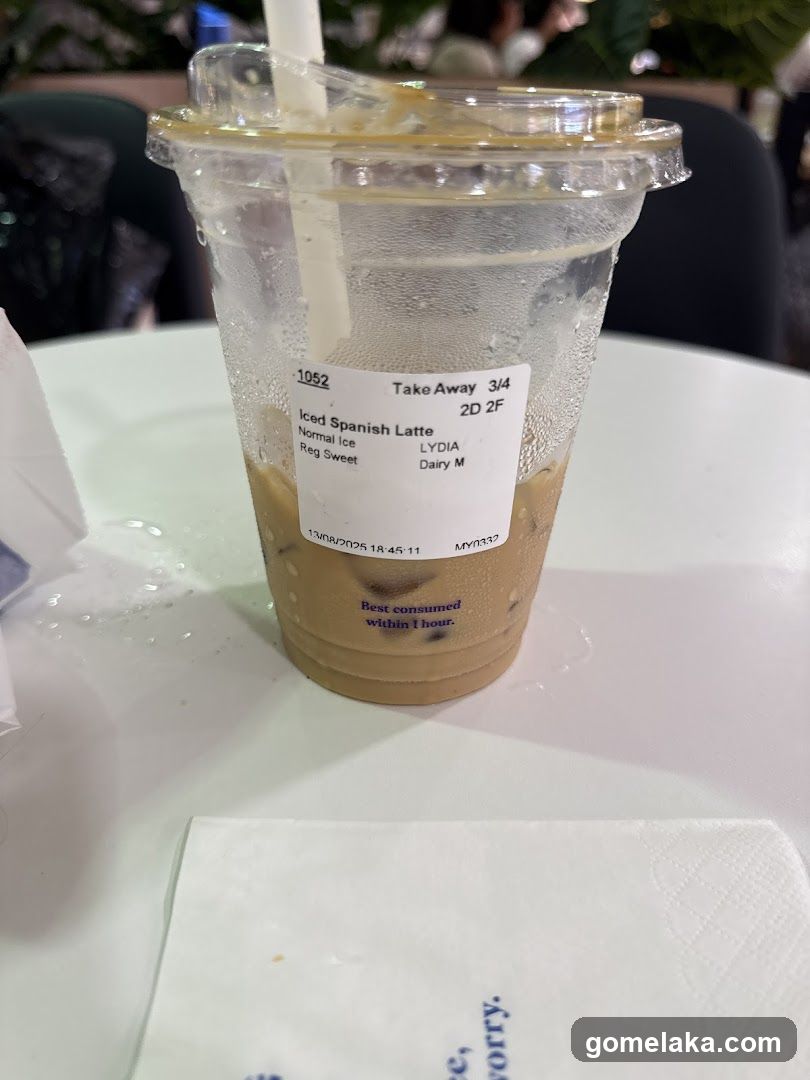 Iced Spanish Latte in Takeaway Cup