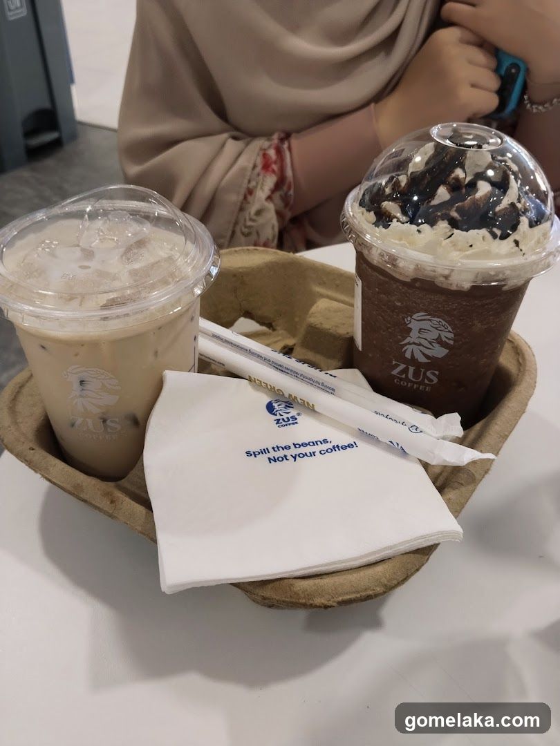 Coffee beverages at a café