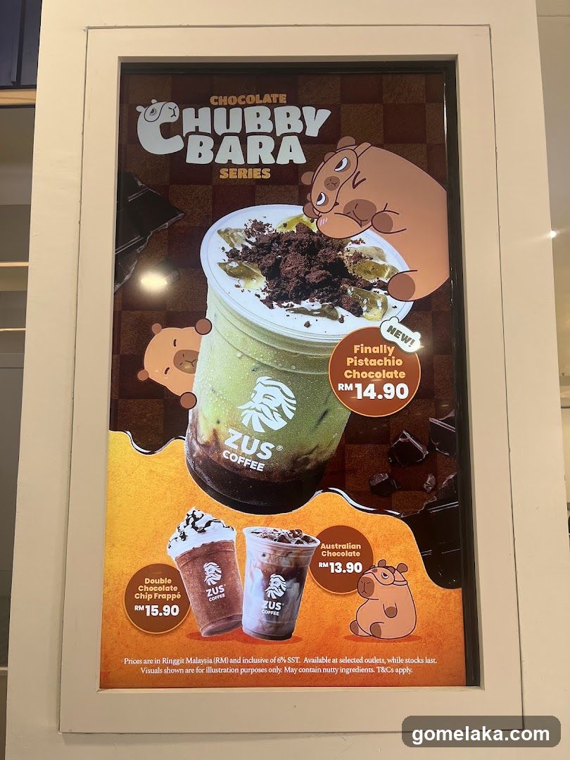 Zus Coffee Chocolate Chubby Bara Series Menu
