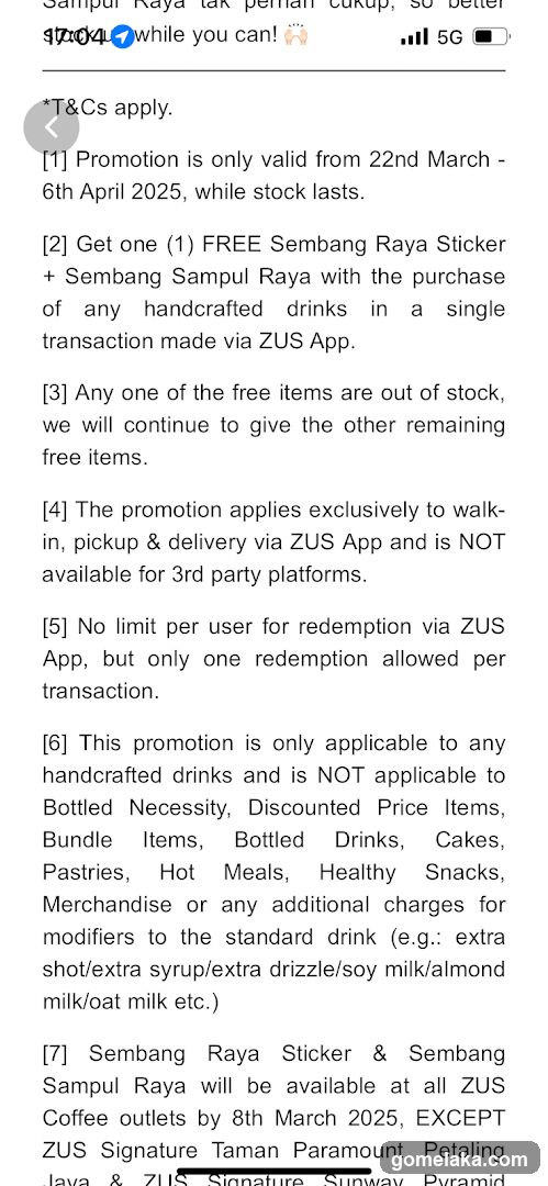 ZUS App Promotion Terms