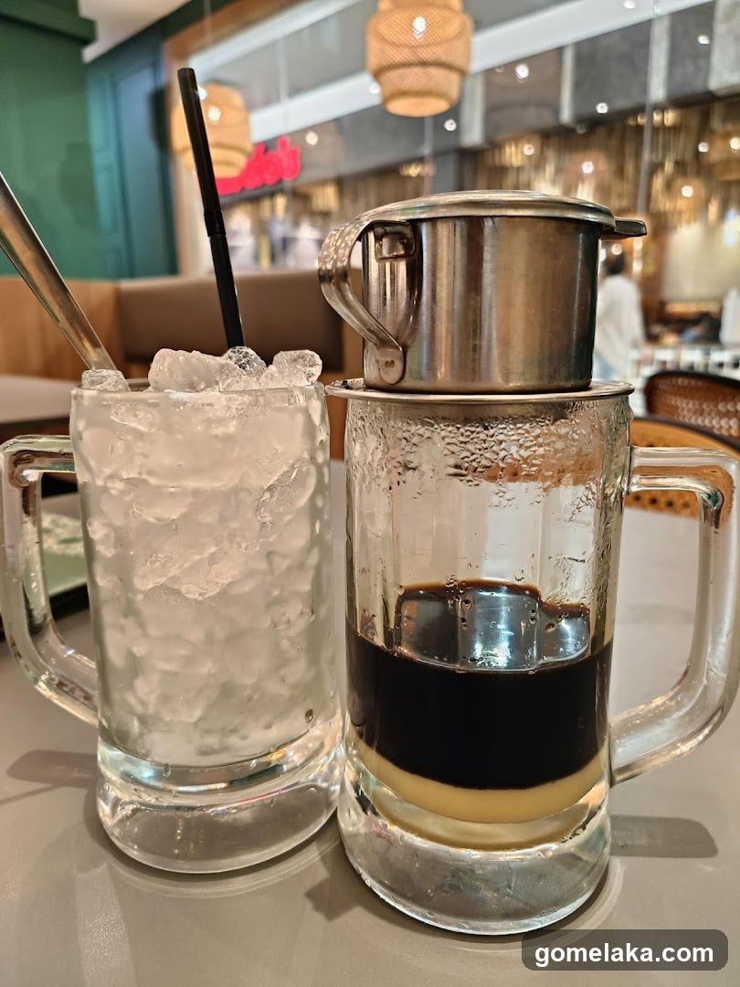 Coffee and Ice Drink at Restaurant Interior