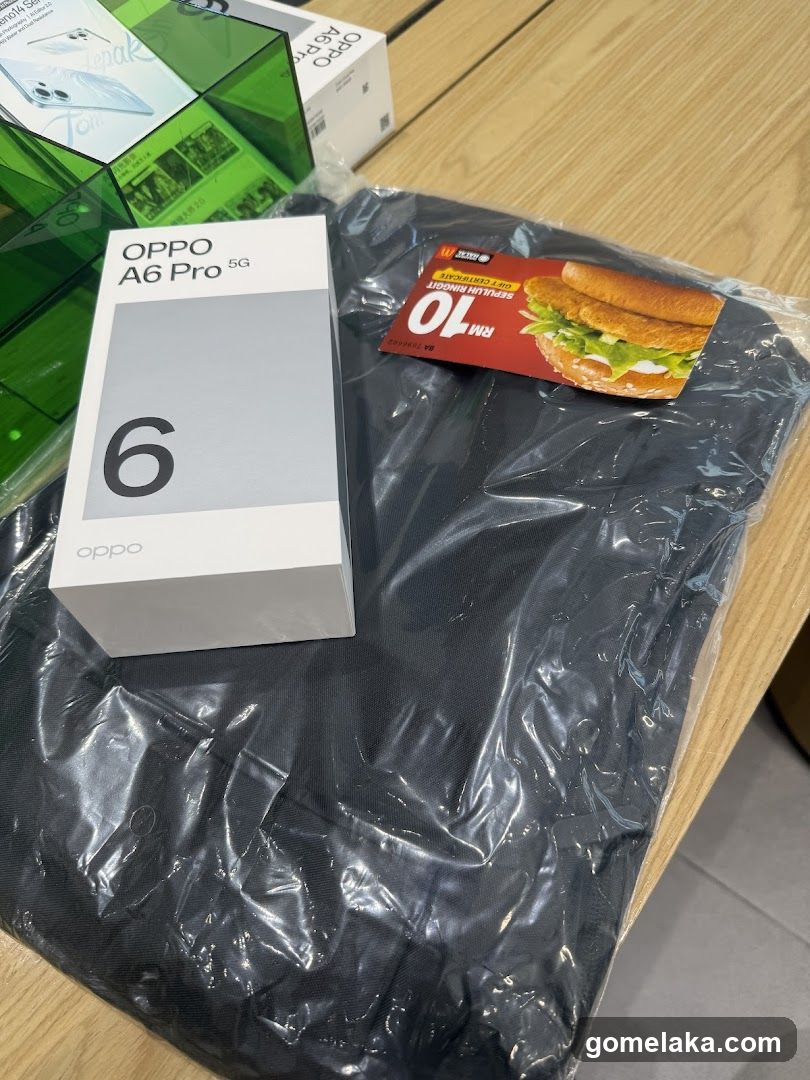 OPPO A6 Pro 5G Box and McDonald's Gift Card