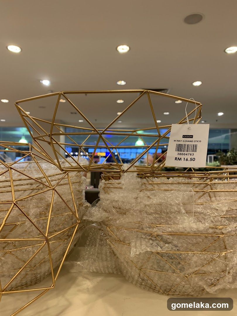 Interior Display of Gold Geometric Decor Items