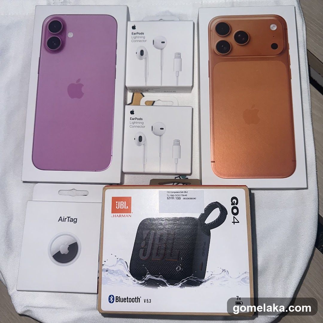 Apple Products and JBL Speaker Packaging