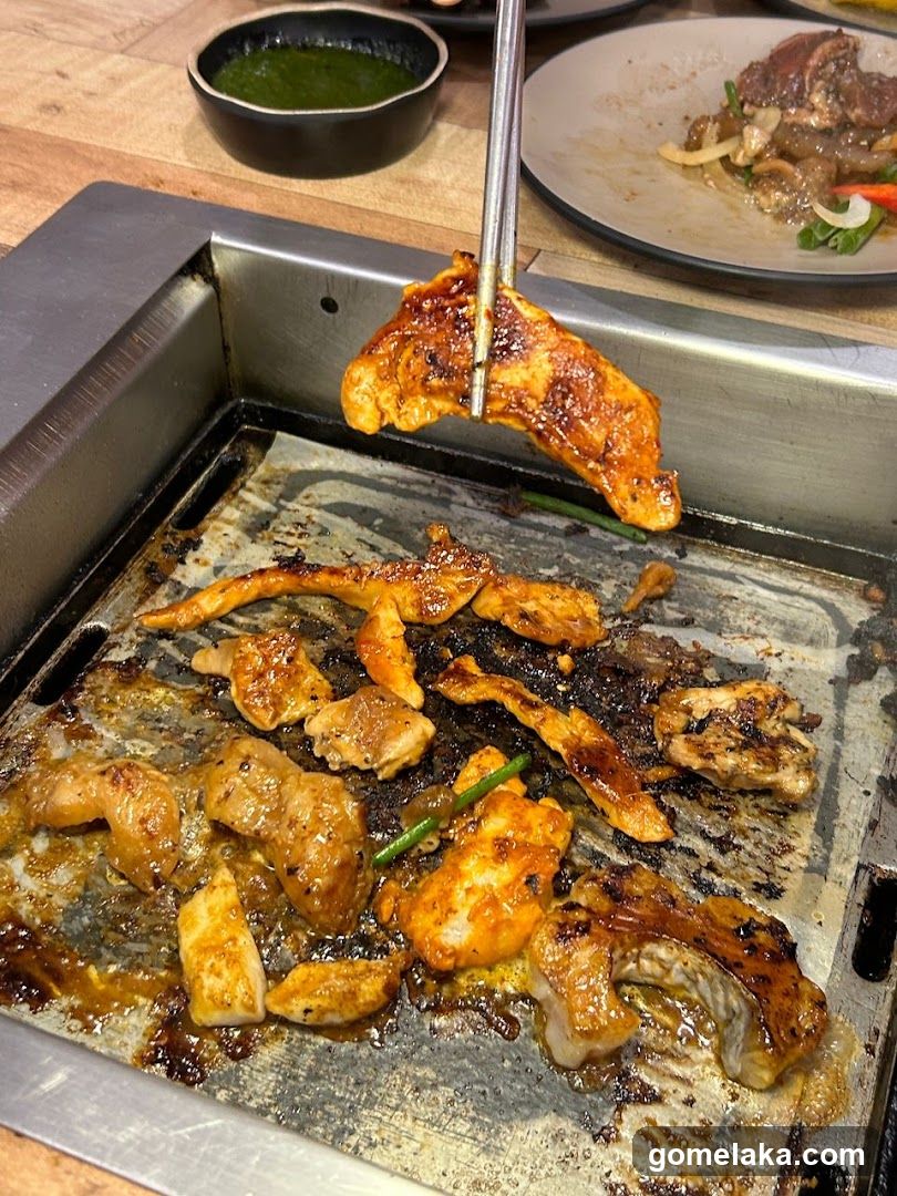 Grilled meat on barbecue grill