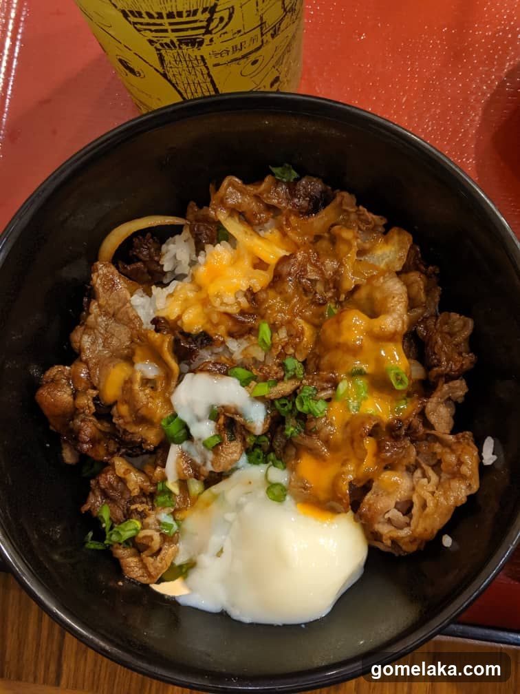 Bowl of Beef and Cheese Rice with Egg
