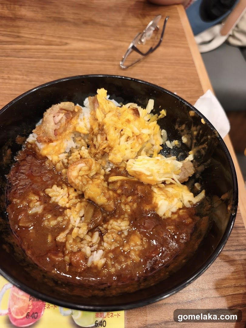 Bowl of curry rice with toppings