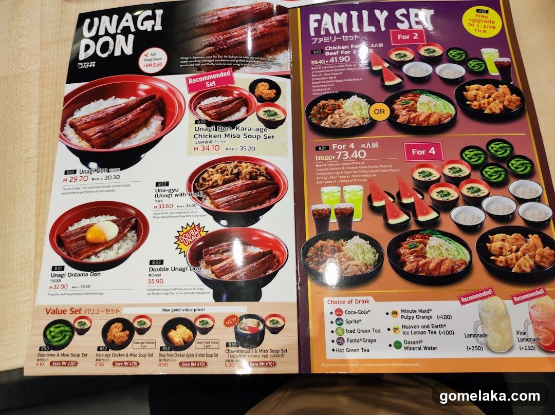 Unagi Don and Family Set Menu