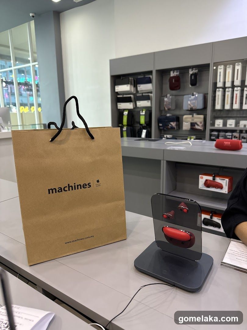 Store Interior with Product Display and Shopping Bag