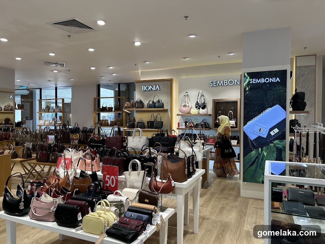 Interior of a luxury handbag store