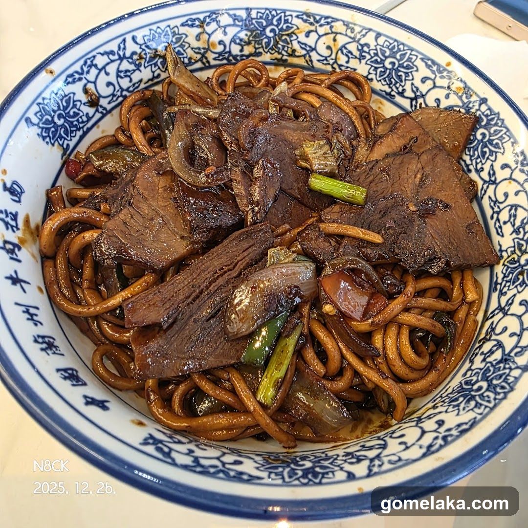 Noodle Dish in Blue and White Bowl