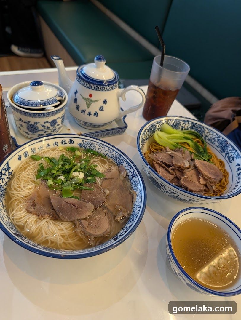Dining Table with Chinese Noodle Dishes