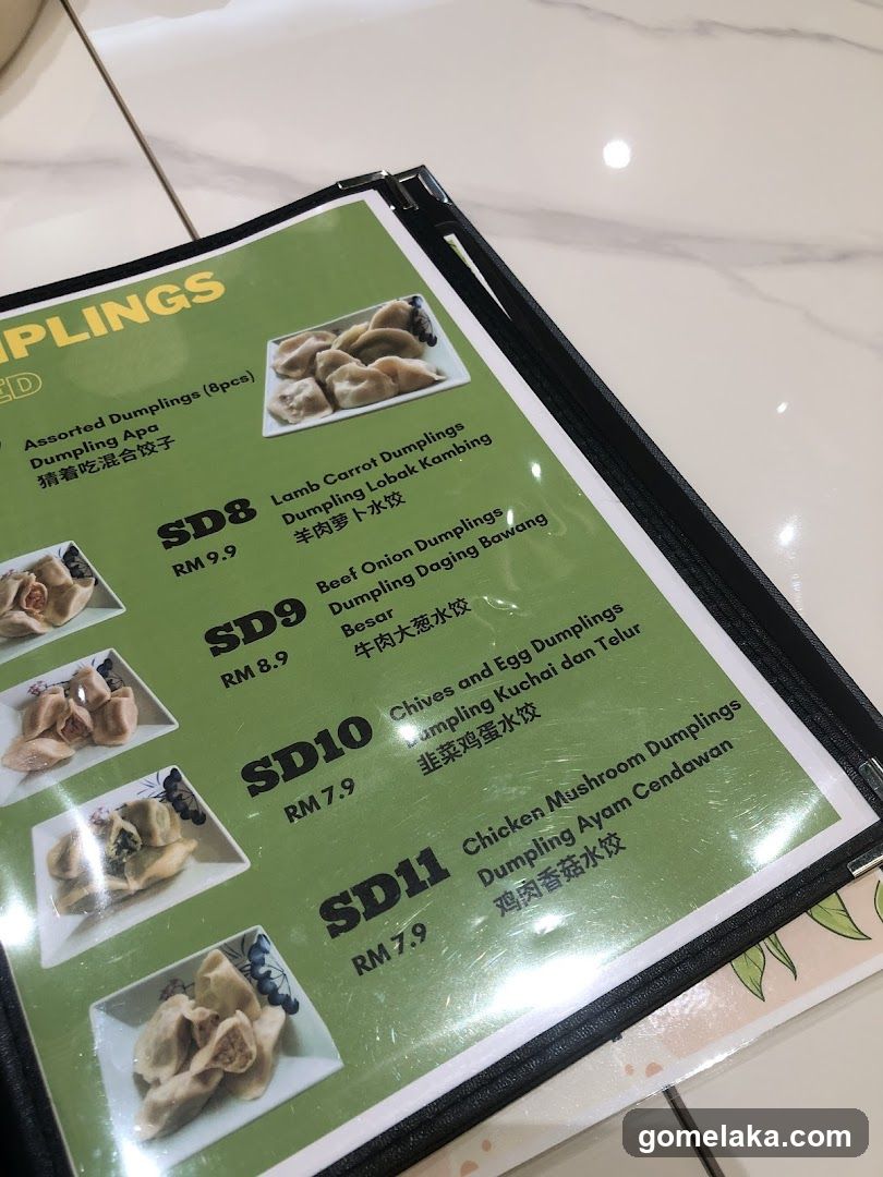 Dumplings Menu