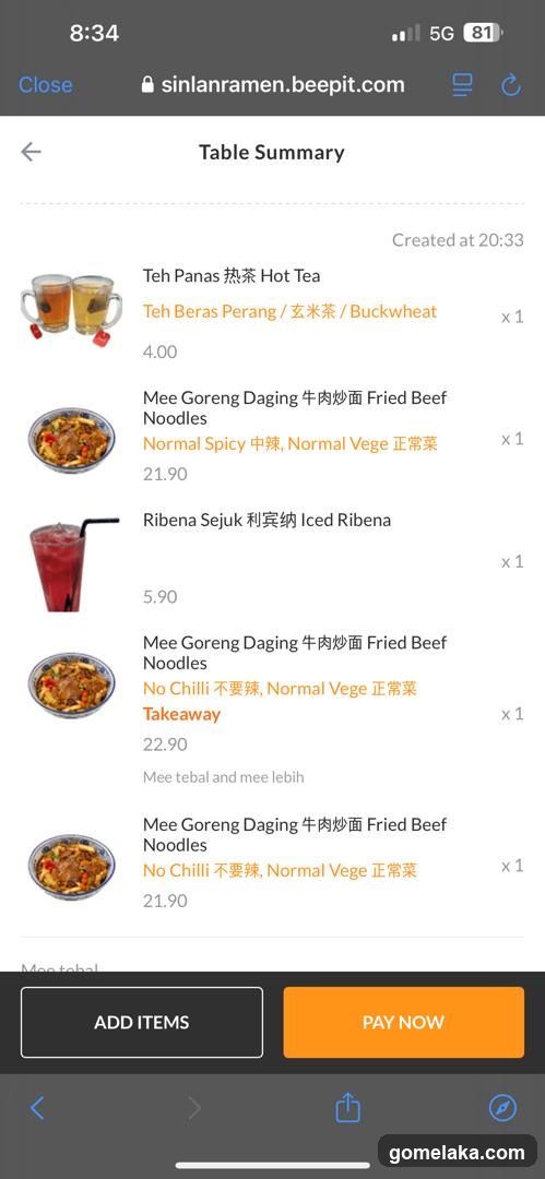 Table Summary from Beepit App