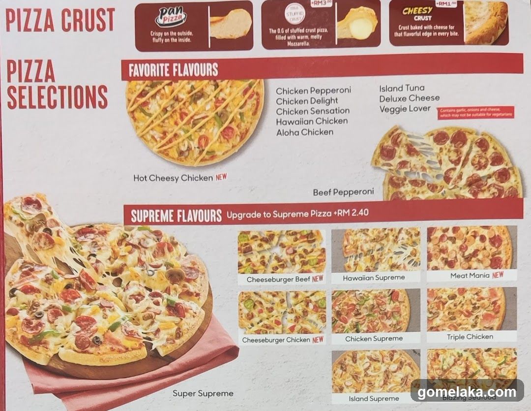 Pizza Selections Menu
