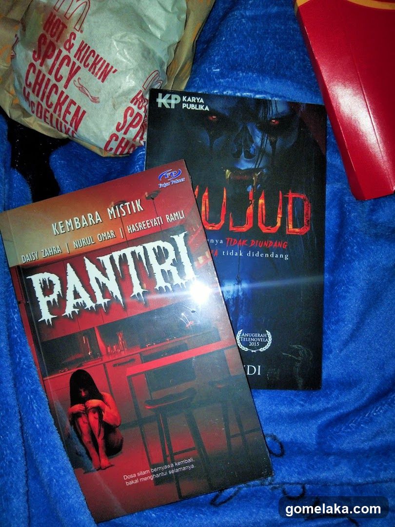 Books and Food on a Blue Blanket