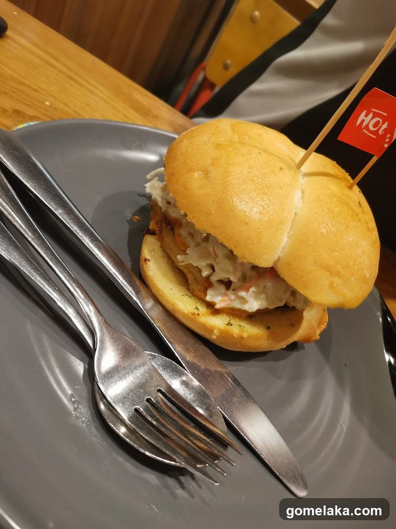 Burger on Plate with Cutlery