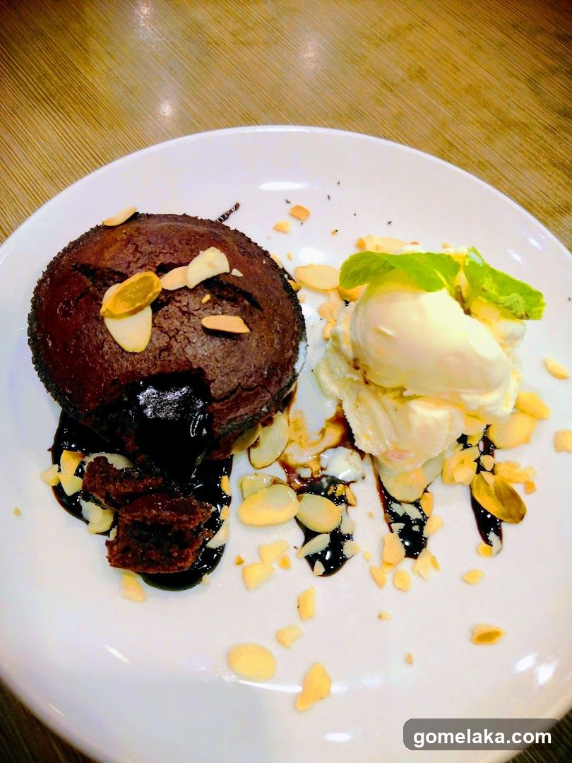 Chocolate lava cake with ice cream