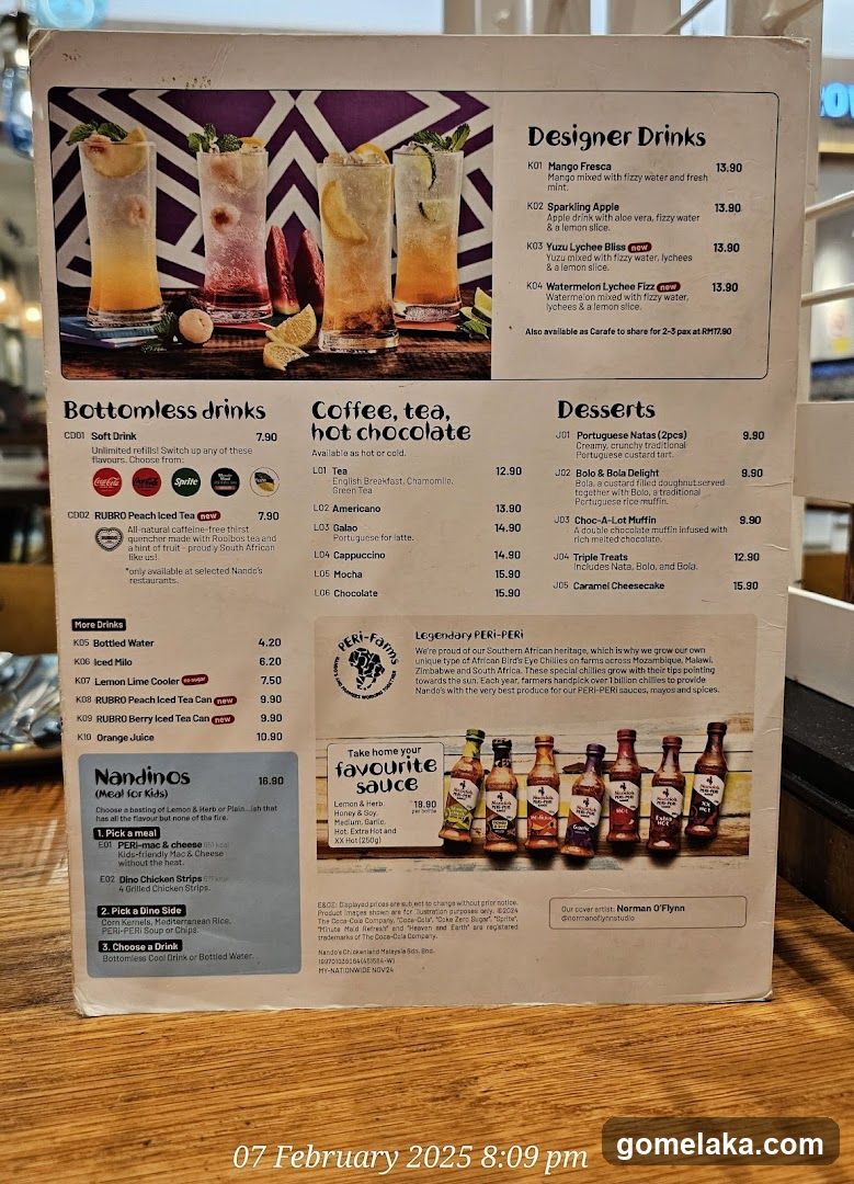 Nando's Menu Board