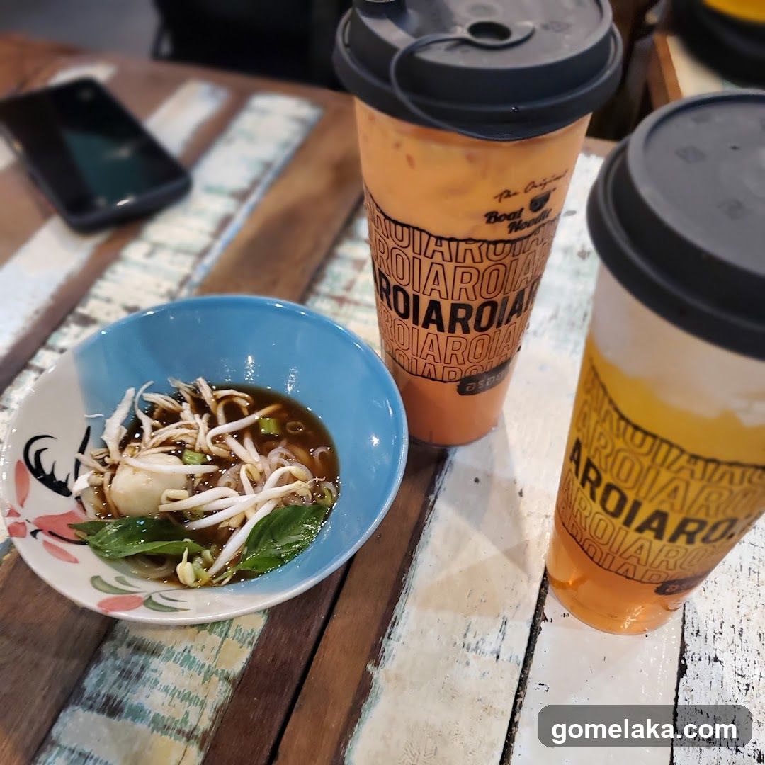 Tabletop with beverages and food