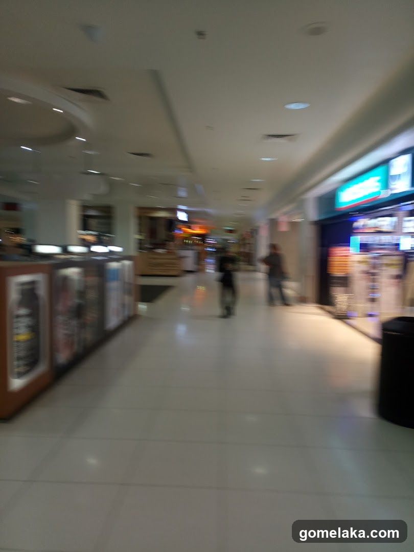 Indoor shopping mall corridor
