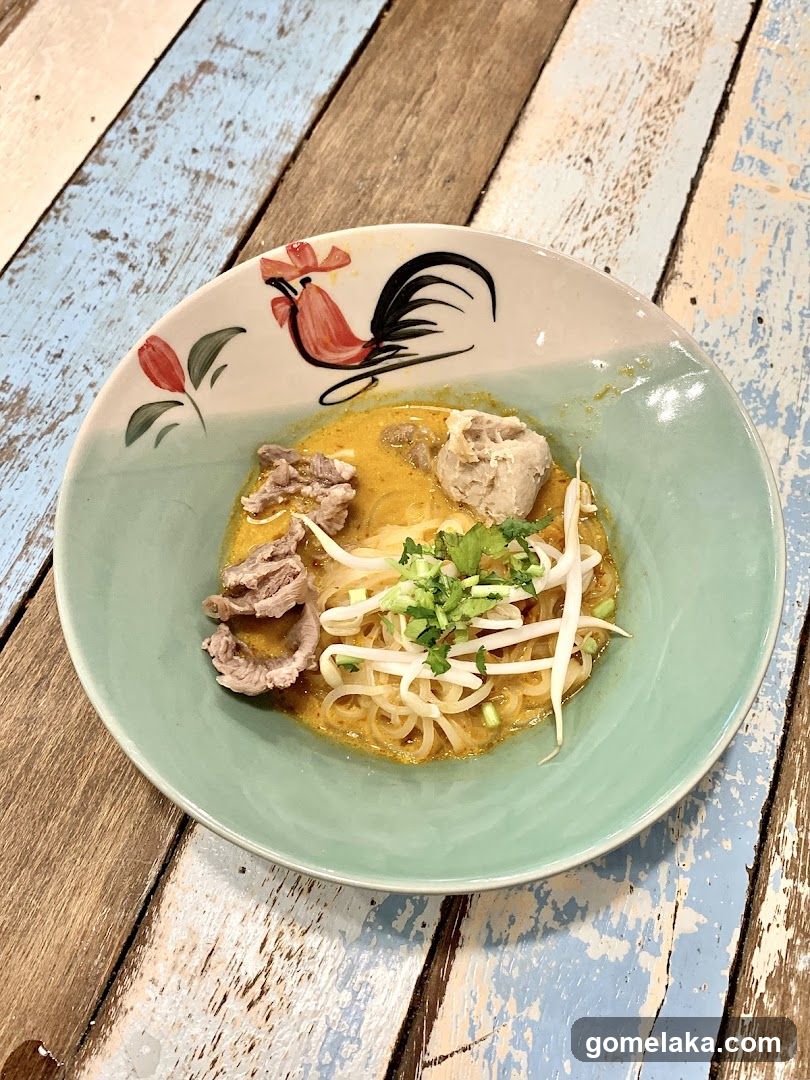 Noodle Dish in Rooster-Decorated Bowl