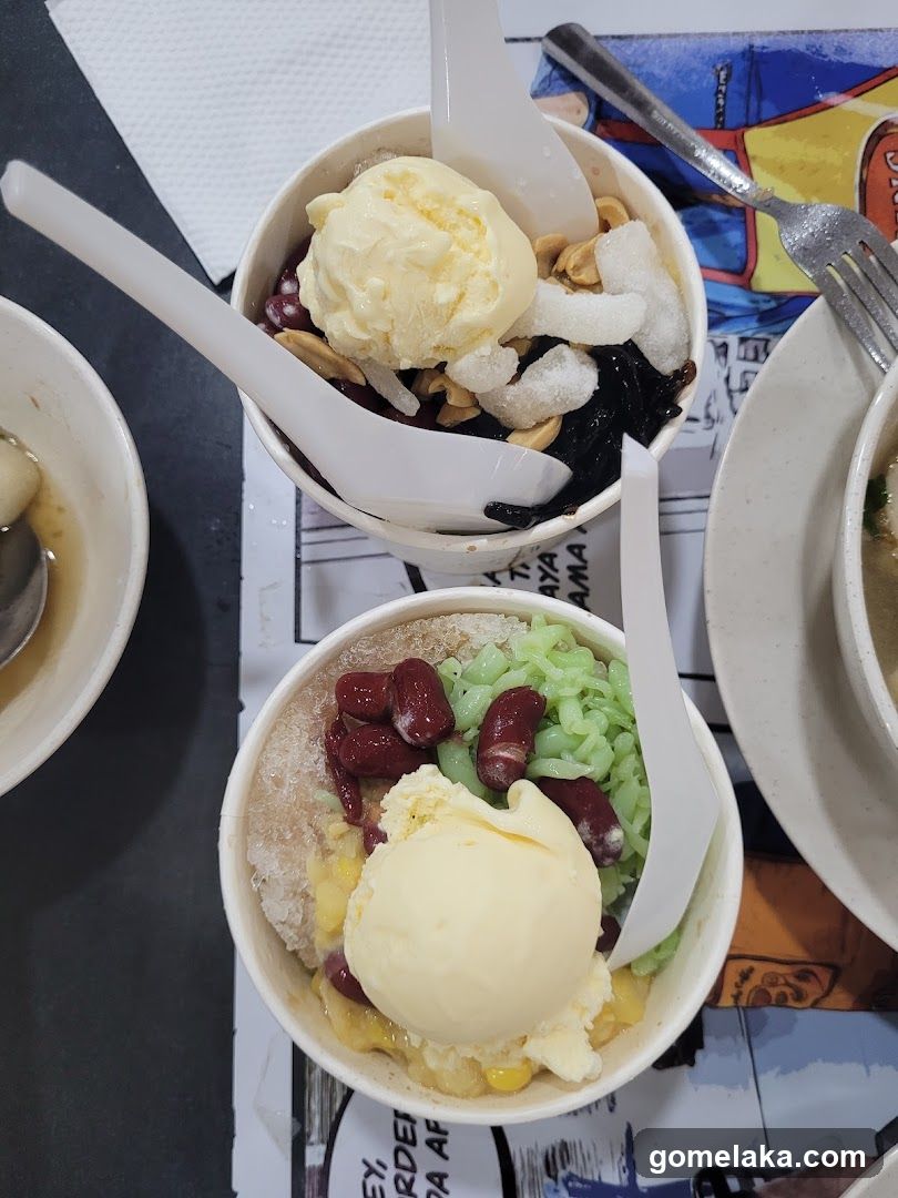 Food bowls with ice cream and toppings