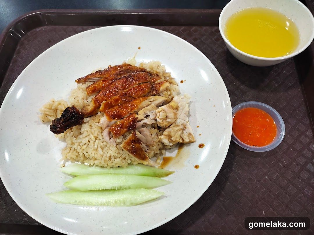 Food Plate with Chicken Rice and Side Dishes