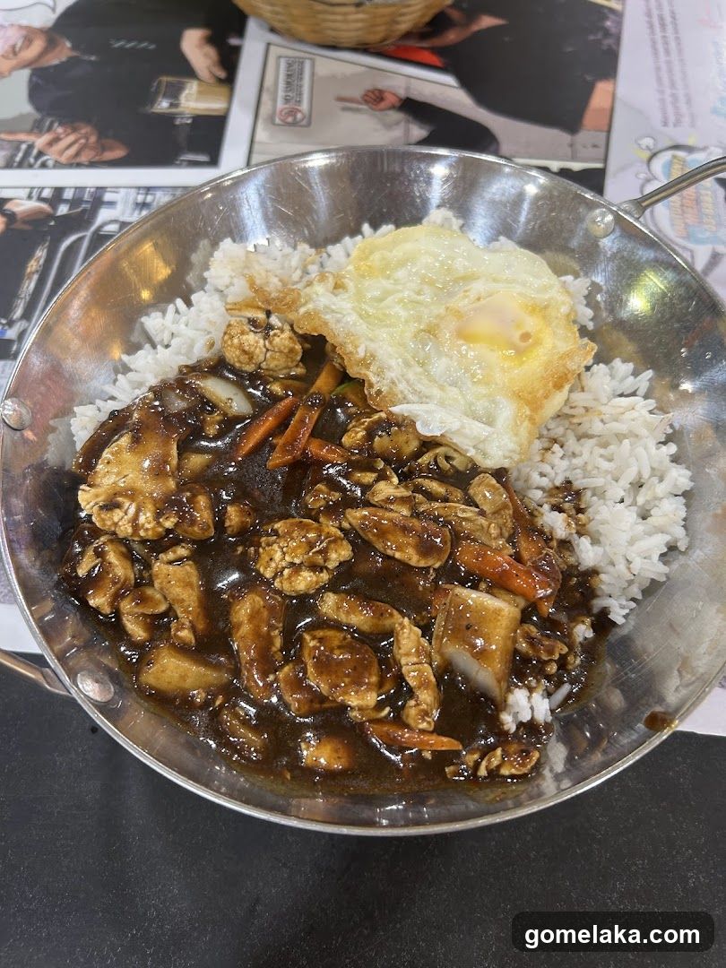 Food dish in metal bowl