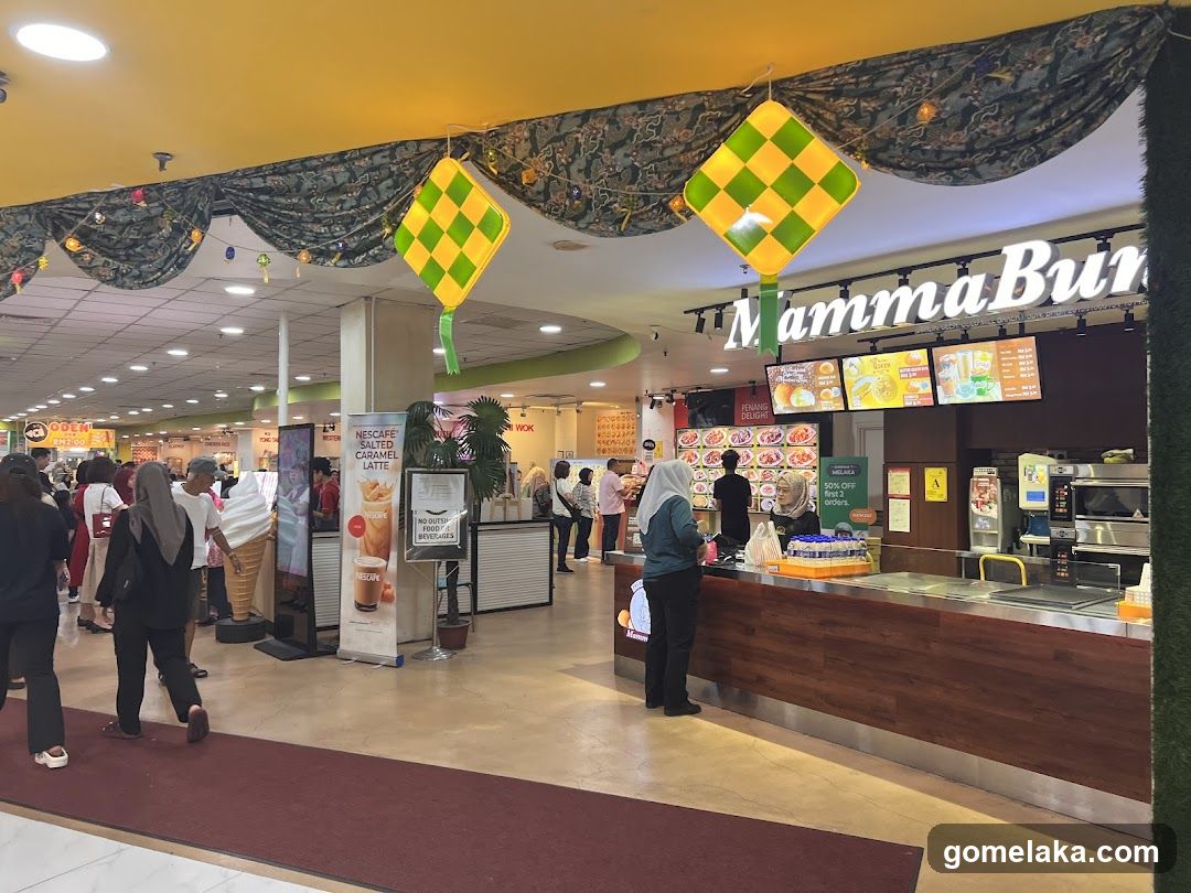 Interior of a shopping mall food court