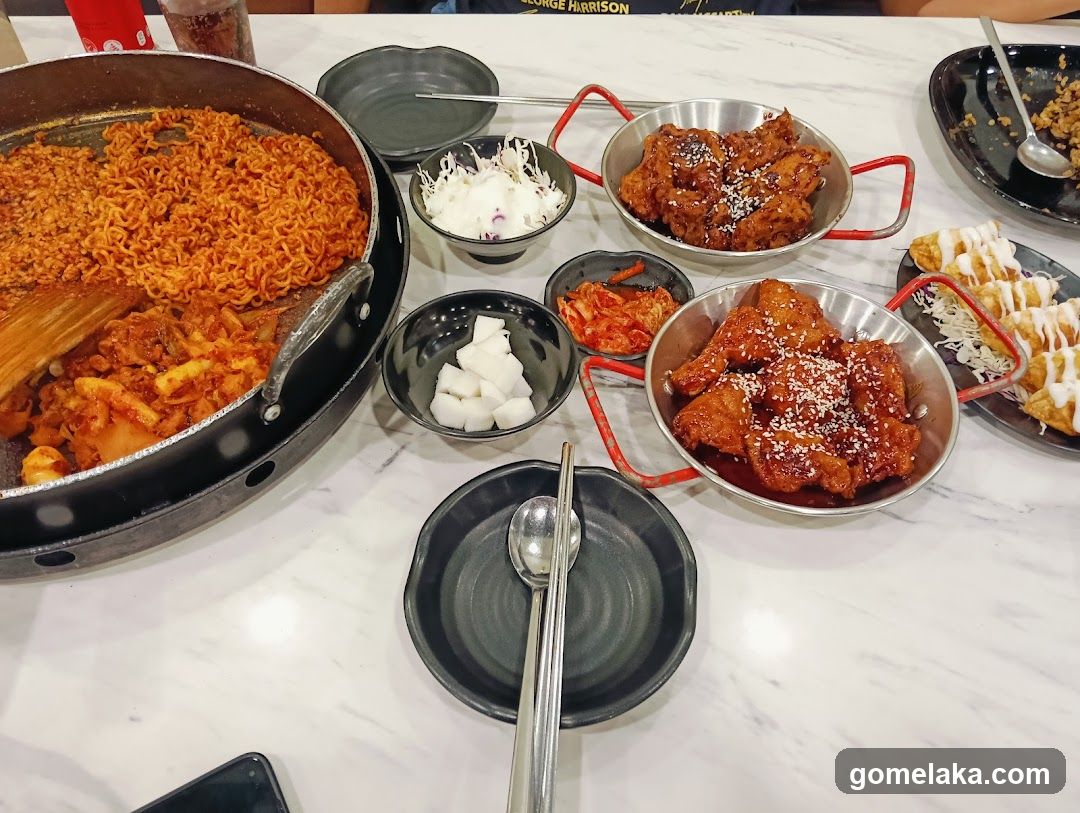 Food Spread on Marble Table