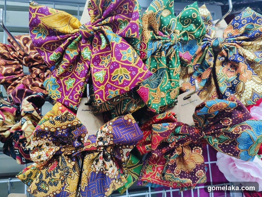 Batik Bow Ties and Scrunchies Display
