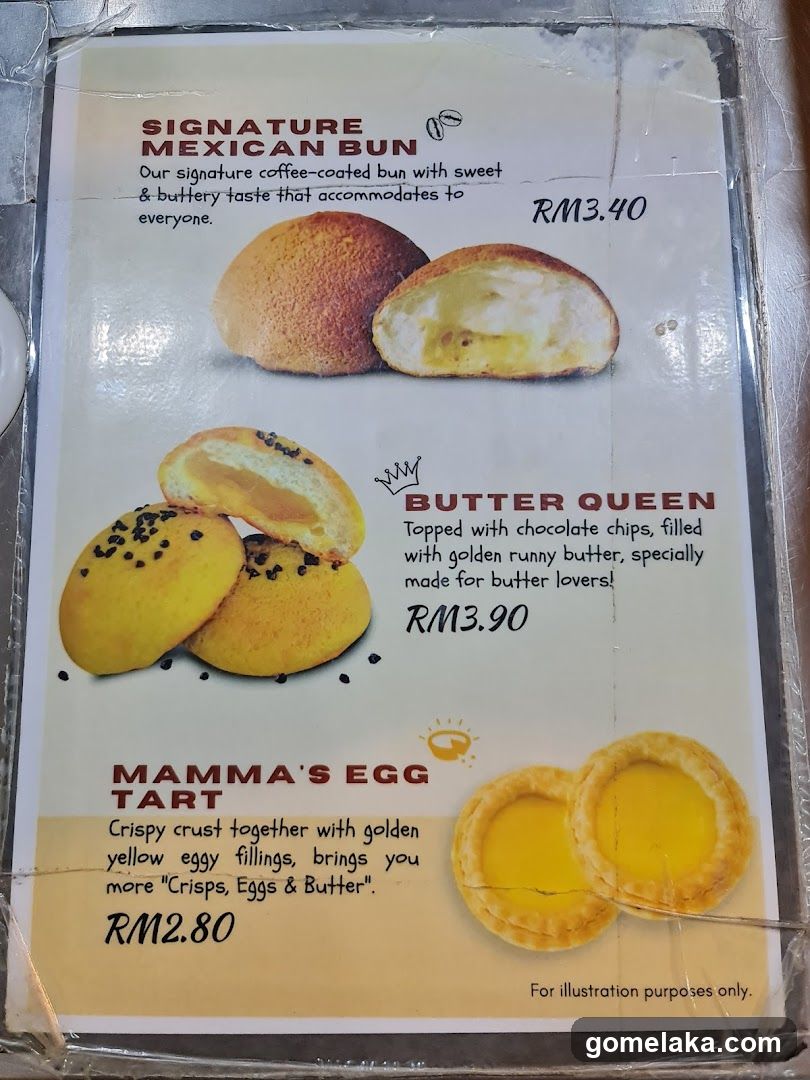 Signature Buns and Pastries Menu