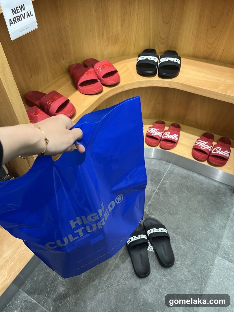 Store Interior with Slippers and Shopping Bag