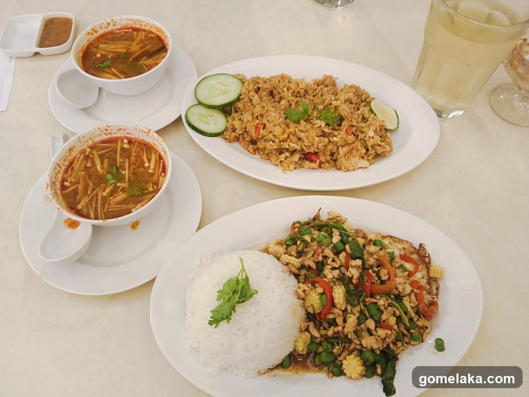 Table with Thai dishes