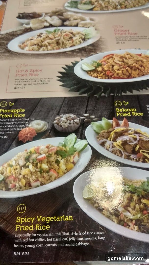 Fried Rice Menu Page