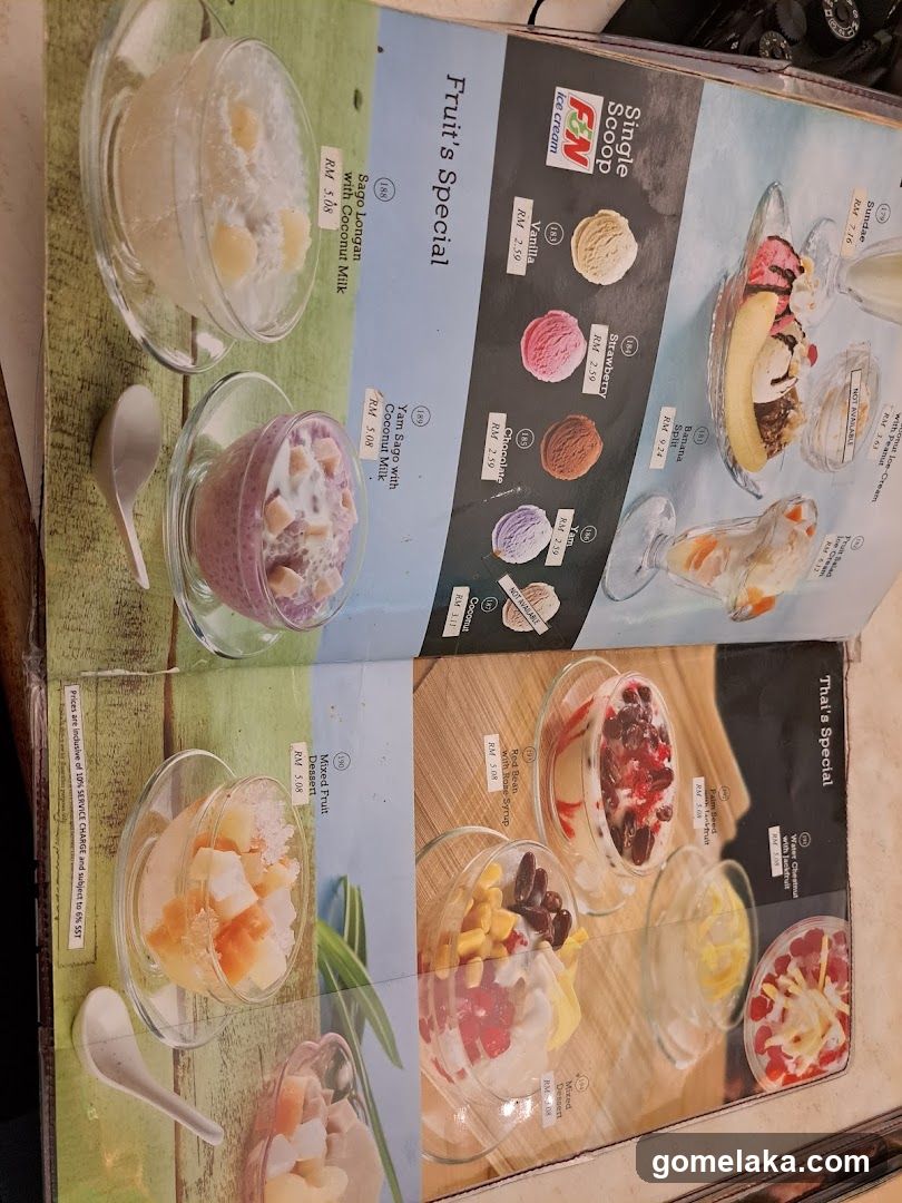 Ice Cream & Dessert Menu