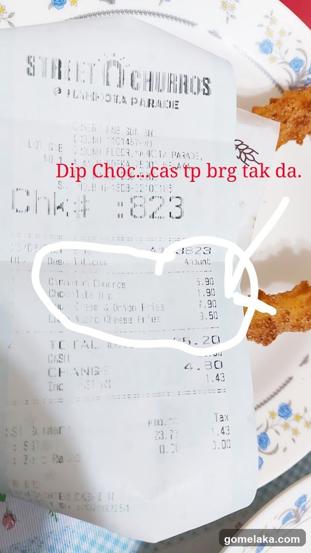Receipt from Street Churros