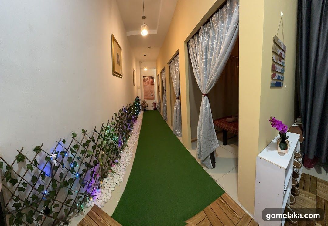 Interior hallway of a wellness or massage establishment