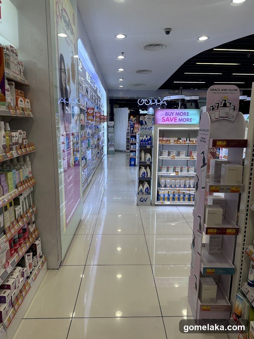 Interior of a retail pharmacy or beauty store