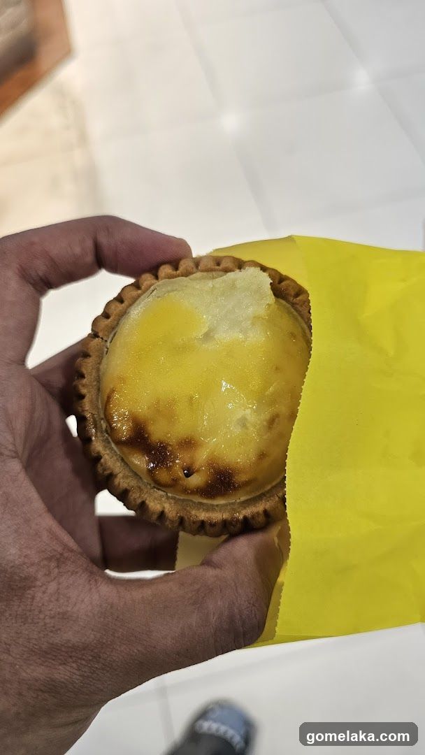 Hand holding egg tart