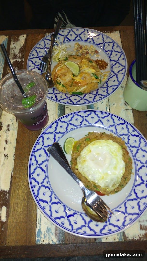 Table with Thai dishes and drinks