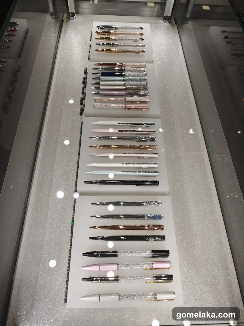 Display of Pens in Glass Case