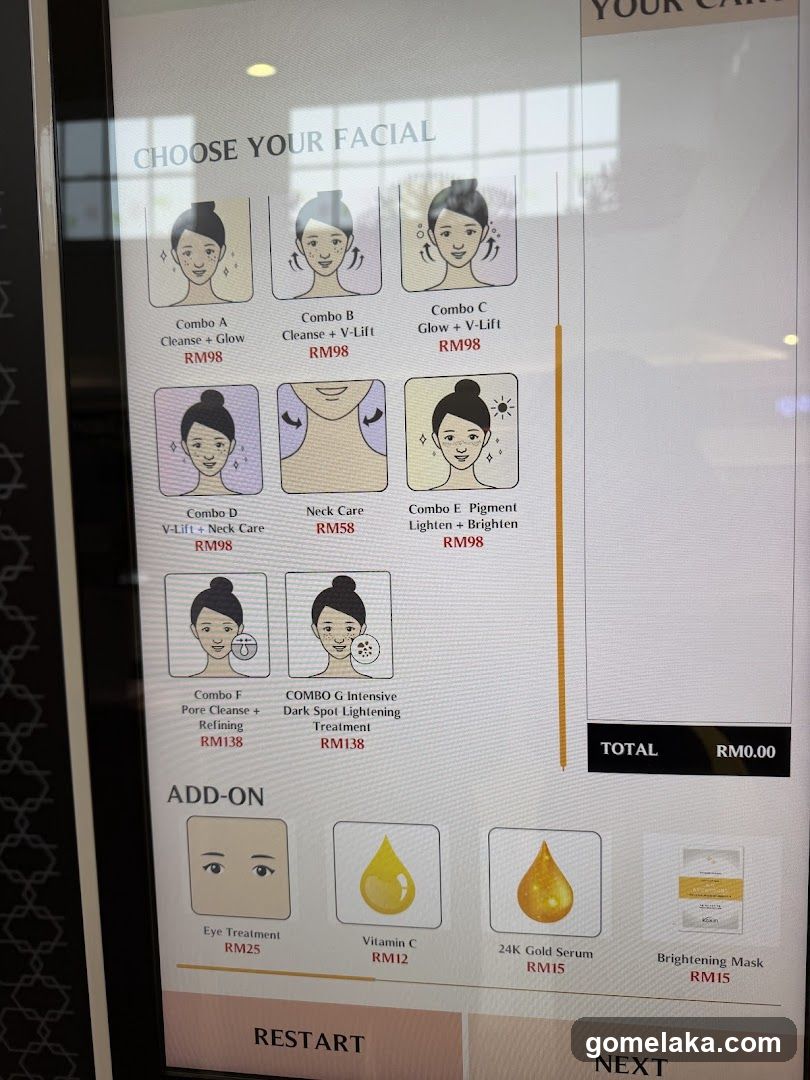 Facial Services Menu
