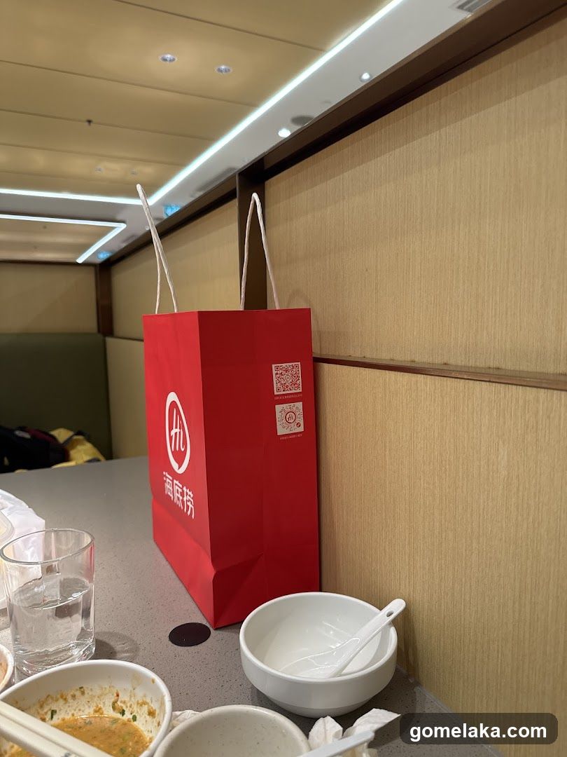 Restaurant Interior with Takeaway Bag