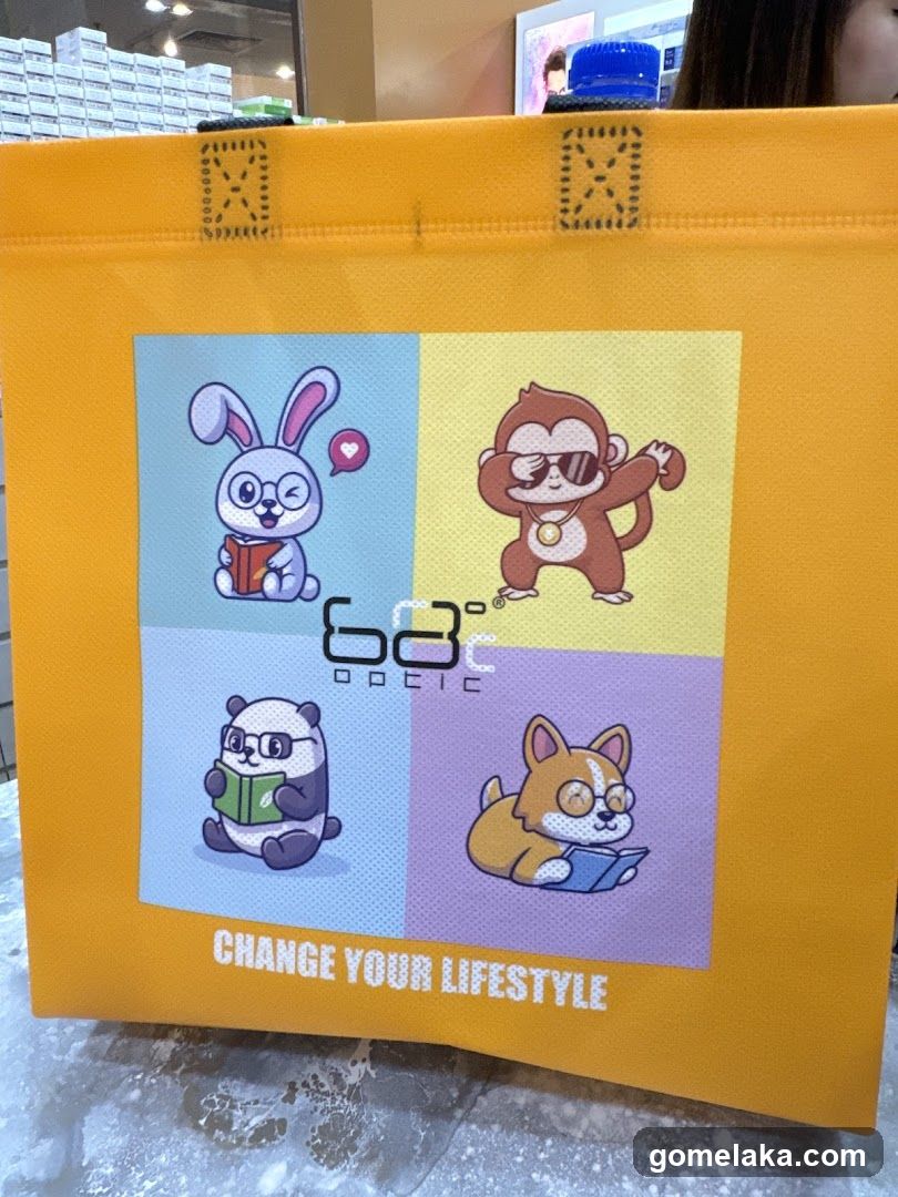 Yellow tote bag with cartoon characters